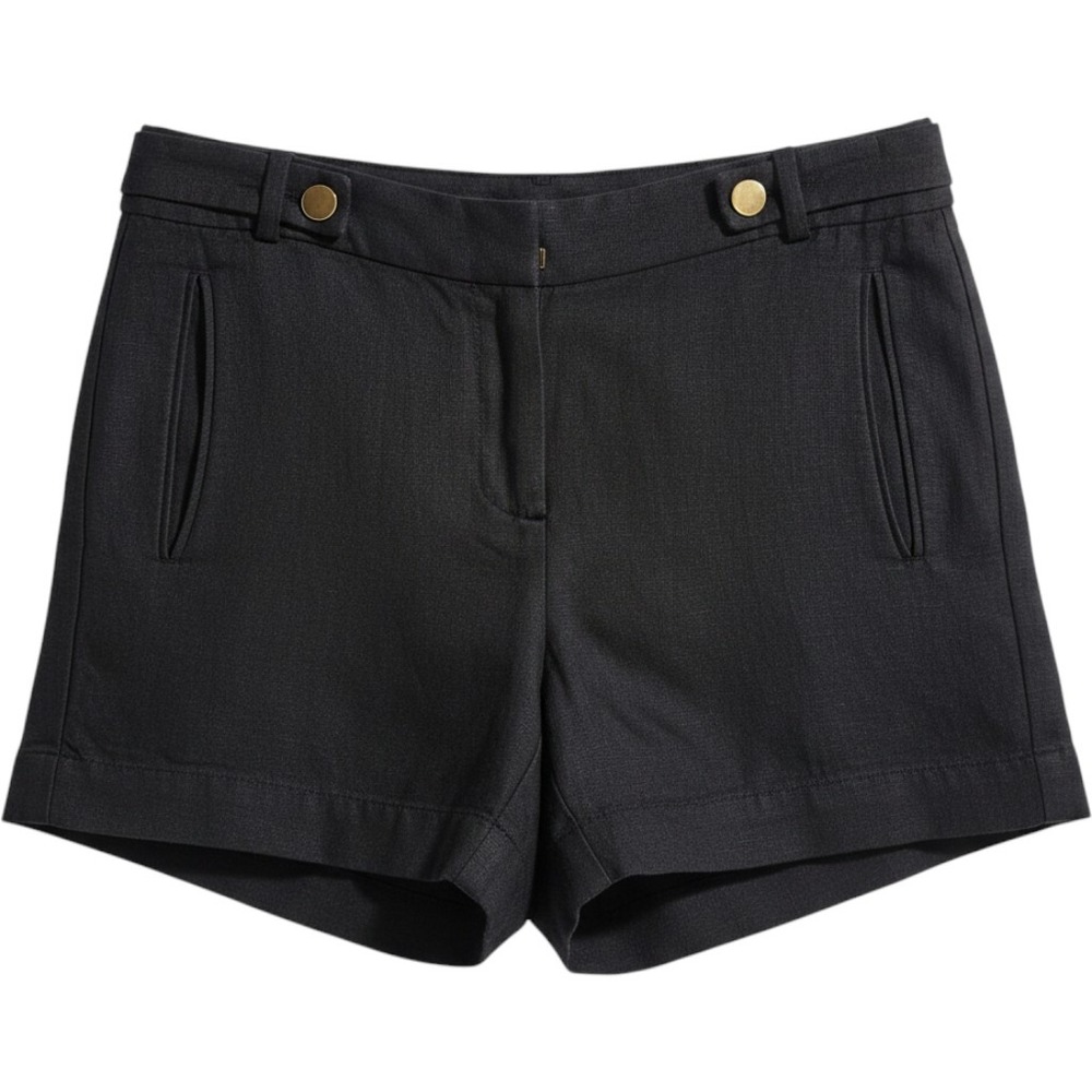 White House Black Market Black Linen‎ Blend Shorts Gold Button Size 2 Tailored